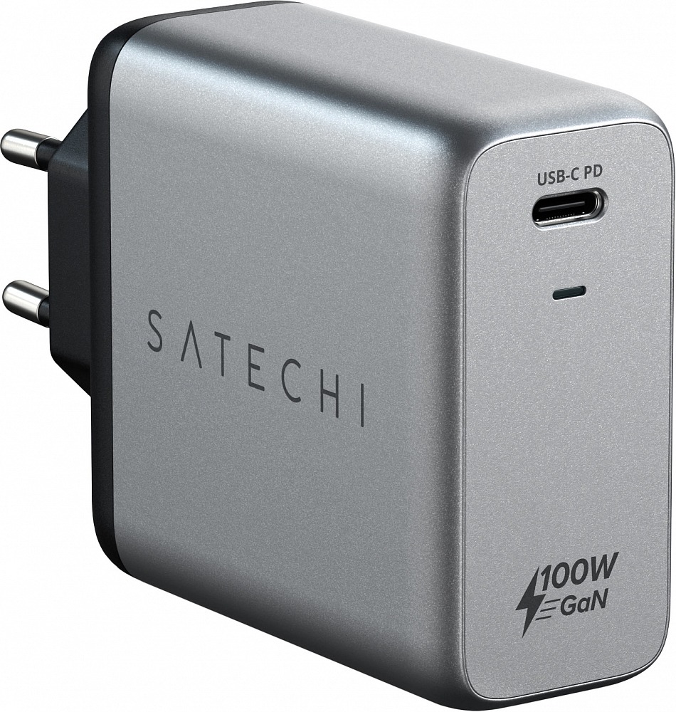 Сетевое зарядное устройство Compact Charger USB-C 100Вт, GaN, серый