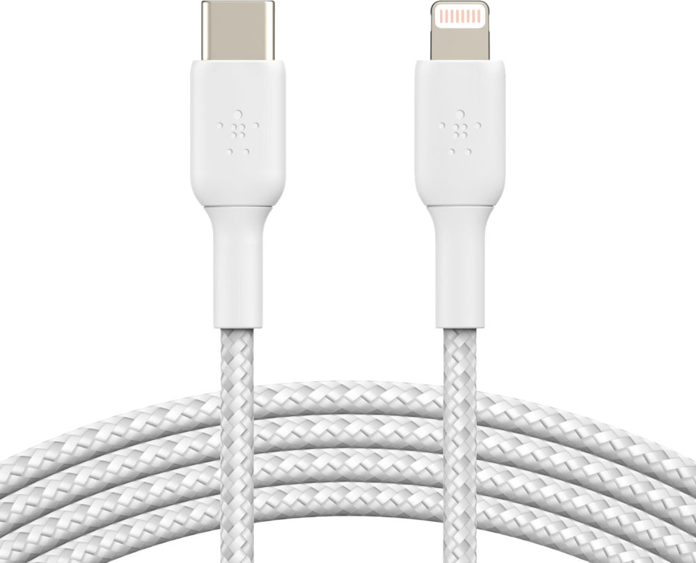 Кабель USB-C - Lightning (2 м), нейлон, белый