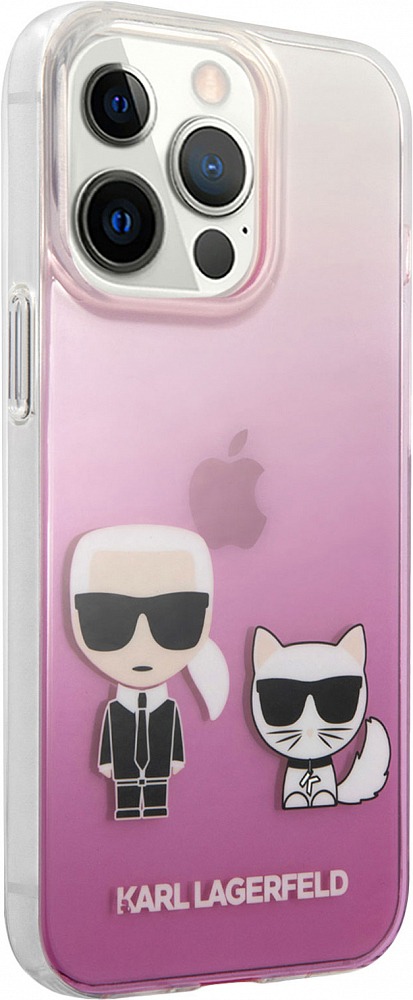 Чехол Lagerfeld Karl & Choupette для iPhone 13 Pro, пластик, розовый градиент