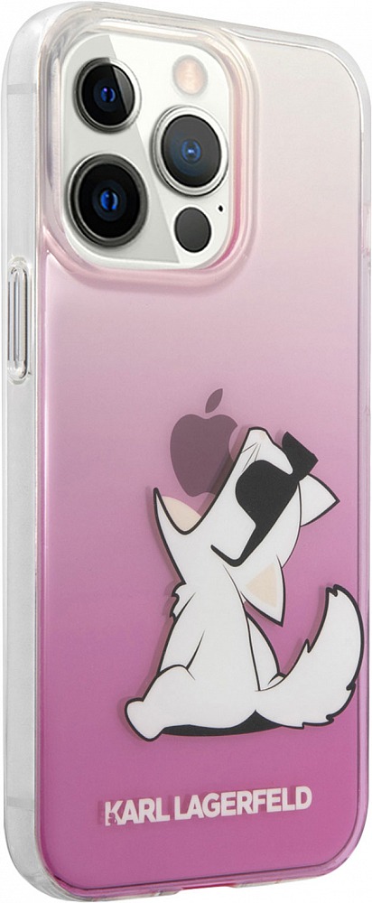 Чехол Lagerfeld Choupette Fun для iPhone 13 Pro Max, пластик, розовый градиент