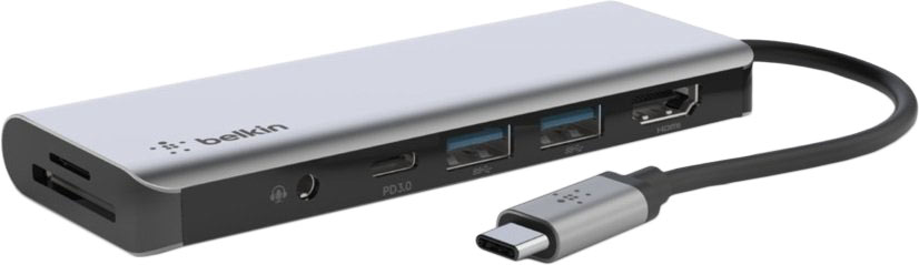 Адаптер USB-C - HDMI 7 in 1, серый