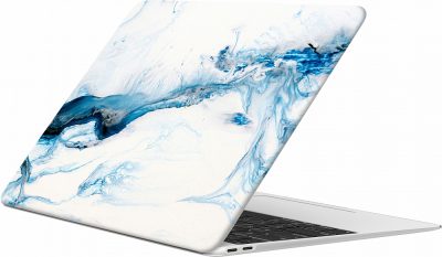 Накладка для MacBook Air 13" (2016-19), soft touch, мраморный белый + синий