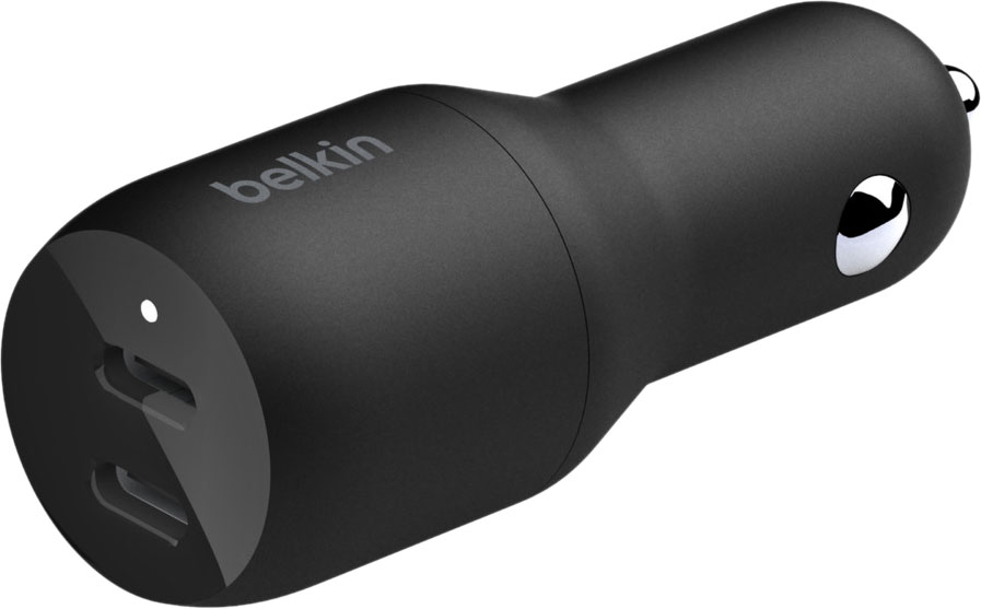 Автомобильное зарядное устройство 2хUSB-C 36 Вт, PD, черный