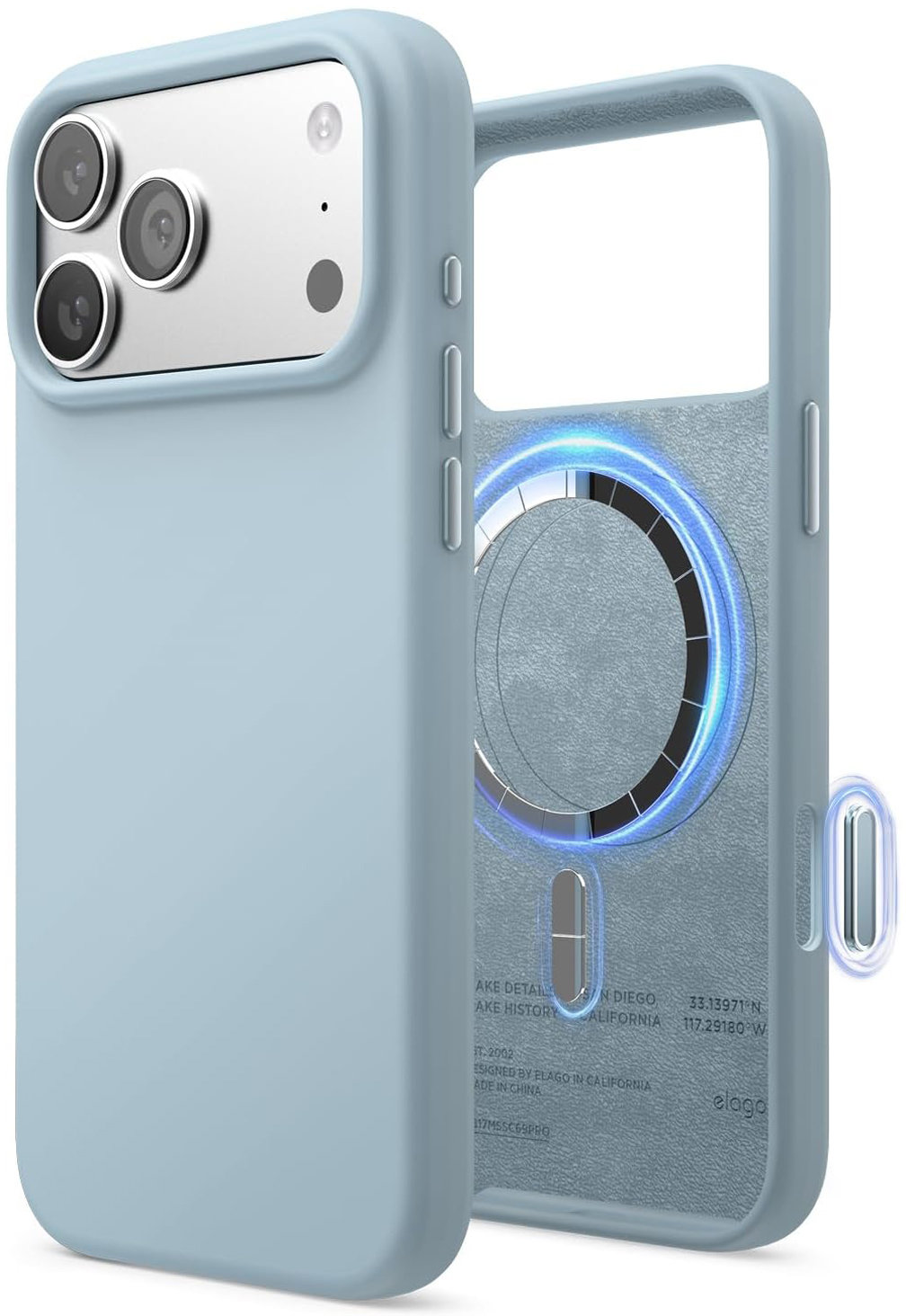 Чехол Magnetic Sky Blue для iPhone 17 Pro Max, MagSafe, силикон, небесно-синий