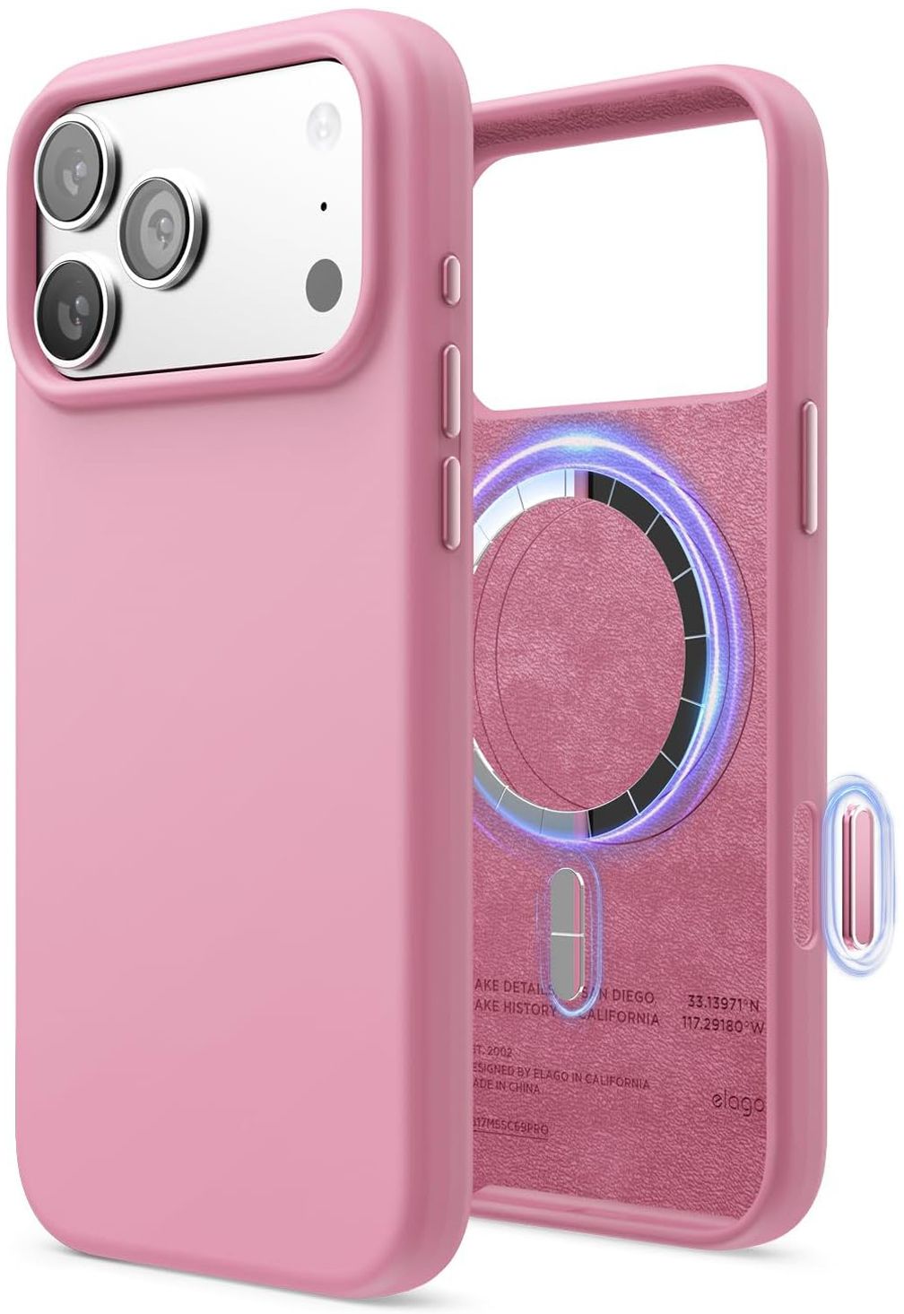 Чехол Magnetic Hot Pink для iPhone 17 Pro, MagSafe, силикон, ярко-розовый