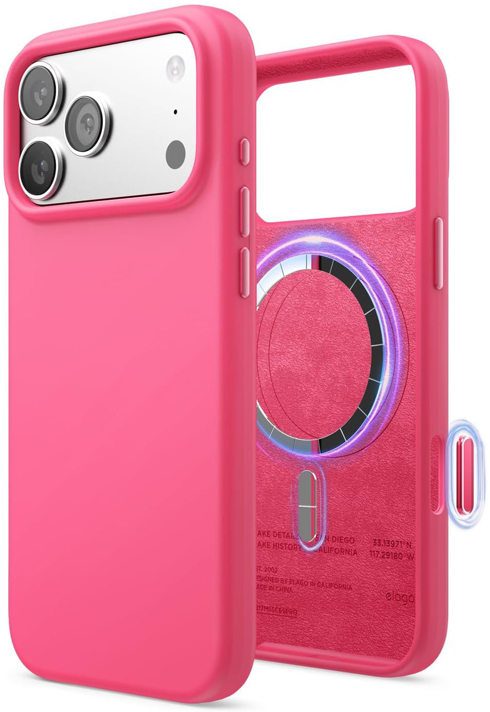 Чехол Magnetic Ice Red для iPhone 17 Pro Max, MagSafe, силикон, ярко-красный