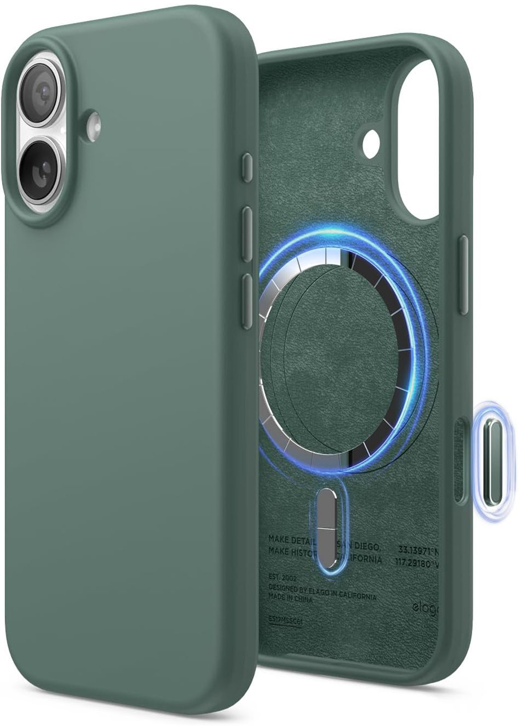 Чехол Magnetic Midnight Green для iPhone 17, MagSafe, силикон, темно-зеленый