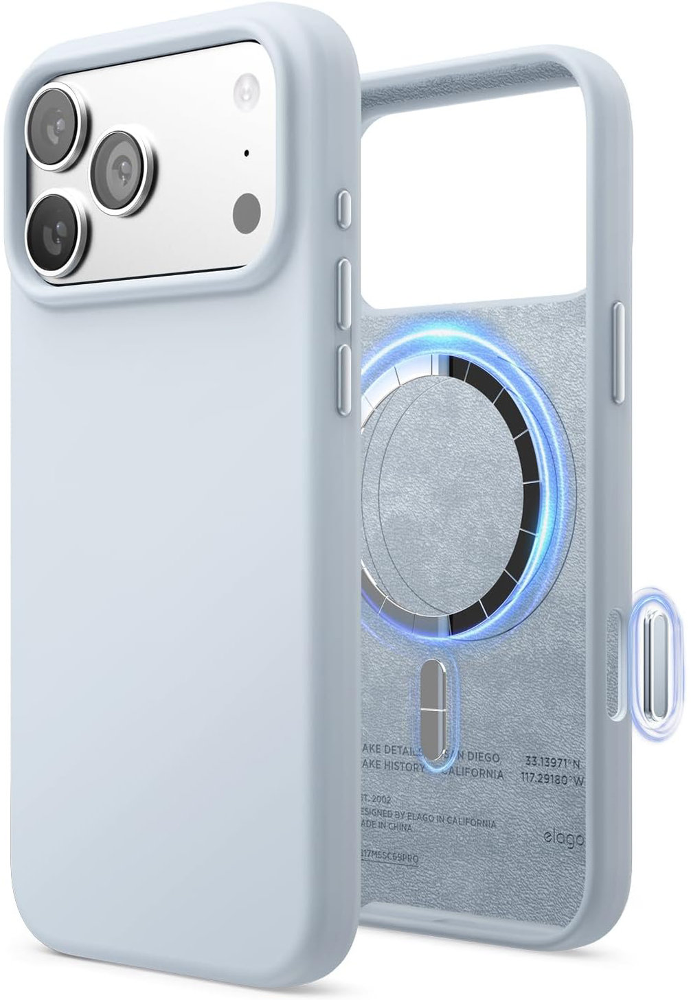 Чехол Magnetic Light Blue для iPhone 17 Pro Max, MagSafe, силикон, светло-голубой