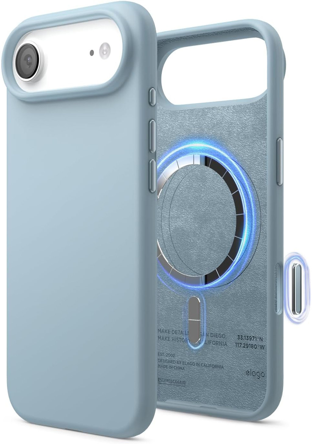 Чехол Magnetic Sky Blue для iPhone Air, MagSafe, силикон, небесно-синий